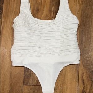 Nicole Miller Ivory Ruffled Bodysuit